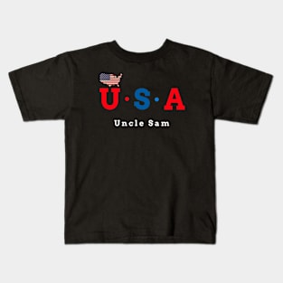 USA, Uncle Sam. (Flag Version) Kids T-Shirt